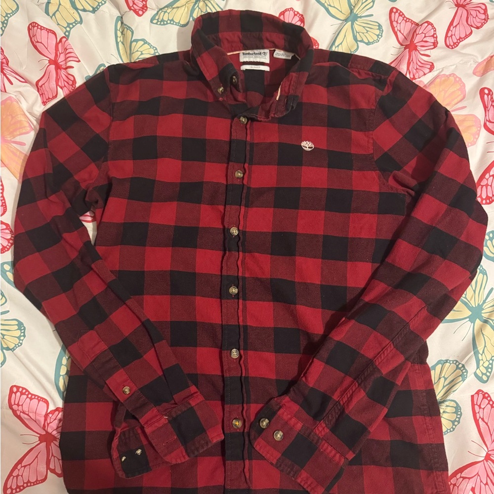 Timberland Red and Black Checkered Men's Shirt